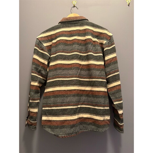 RedHead Ranch Flannel Shirt Mens M Gray Brown Cream Striped Button-Up - Picture 5 of 10